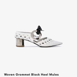 Proenza Woven Grommet Block Heel Mules
